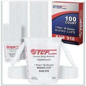 Custom Shop 16oz Mixing Cups 100 Count w/ Lids KUS 916 Paint Epoxy Resin